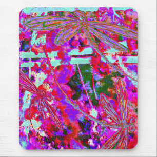 Pop Art Dragonflies on Pink Latte Mug Mouse Pad