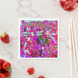 Pop Art Dragonflies on Pink Latte Mug Napkins
