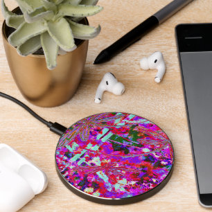 Pop Art Dragonflies on Pink Latte Mug Wireless Charger