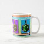 Pop Art Dreidels Cup or Mug<br><div class="desc">Dreidels as pop art are featured on this fun drinking cup that you can order as a mug,  travel mug,  beer stein or frosted stein or mug in a variety of colors & styles.</div>