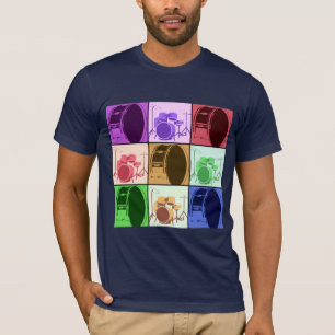 Pop Art Drum and Drum Set Mod Dark Shirt