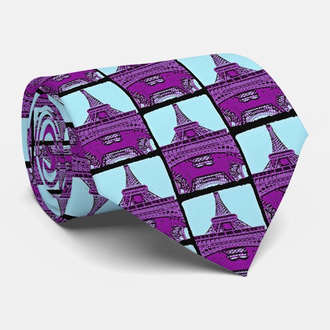 Pop Art Eiffel Tower Neck Tie (Rolled)