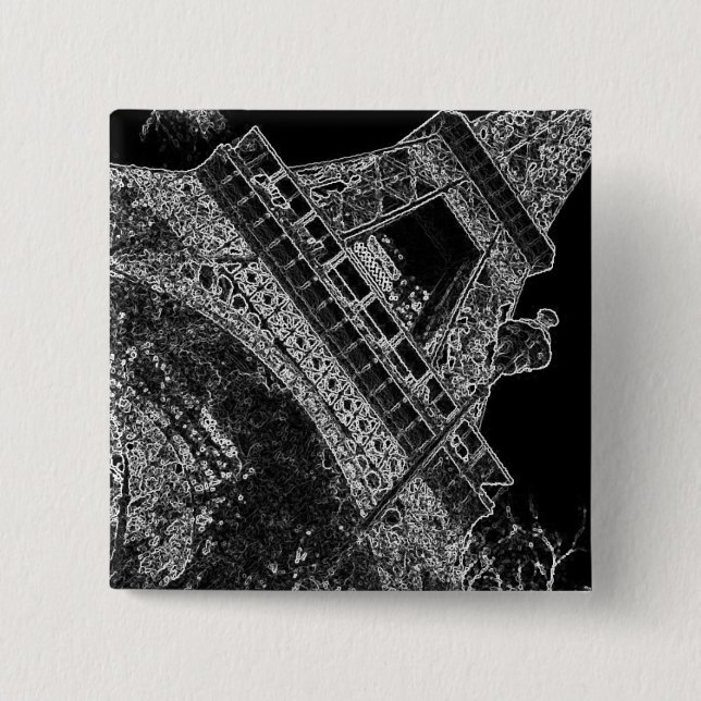 Pop Art Eiffel Tower Paris Button (Front)