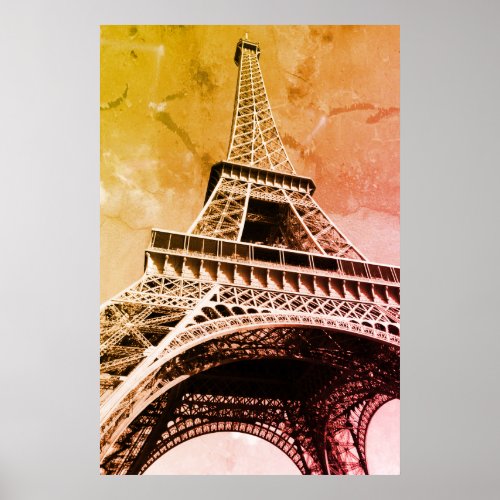 Pop Art Eiffel Tower Paris Romance City Poster