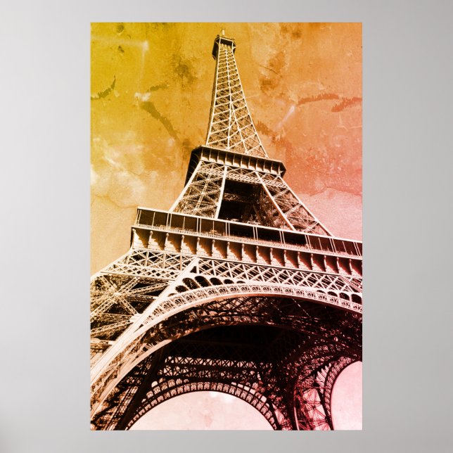 Pop Art Eiffel Tower Paris Romance City Poster (Front)