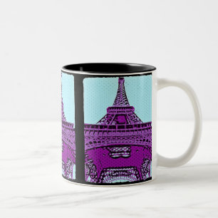 Pop Art Eiffel Tower Two-Tone Coffee Mug