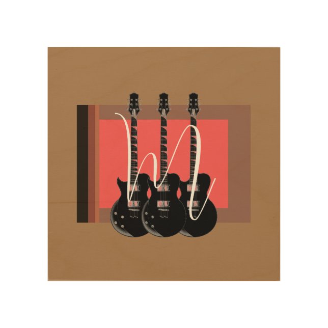 Pop Art Electric Guitar Monogram Initial (Front)