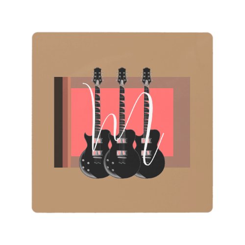 Pop Art Electric Guitar Monogram Initial
