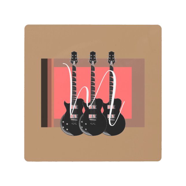 Pop Art Electric Guitar Monogram Initial (Front)