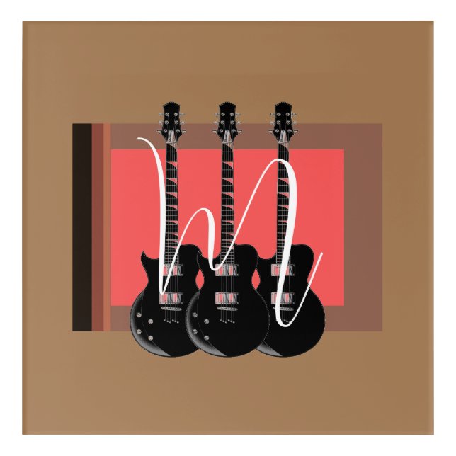 Pop Art Electric Guitar Monogram Initial (Front)