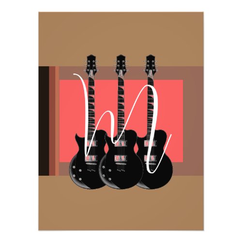 Pop Art Electric Guitar Monogram Initial Photo Print