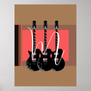Pop Art Electric Guitar Monogram Initial Poster