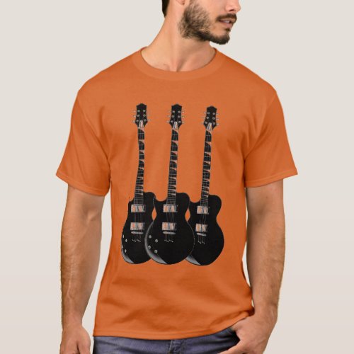 Pop Art Electric Guitar Orange T_Shirt