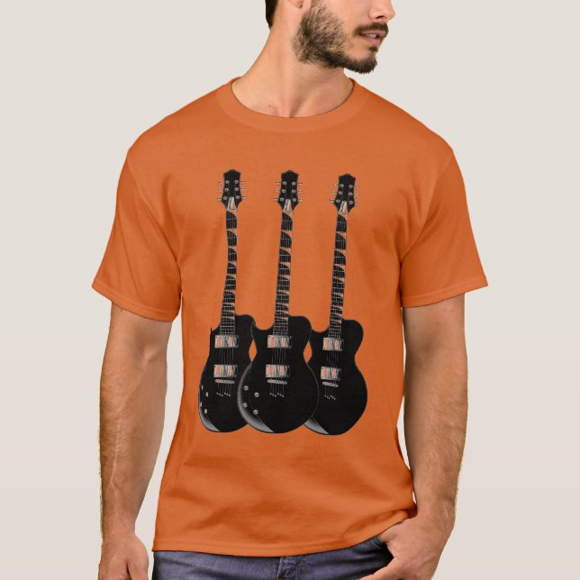Pop Art Electric Guitar Orange T-Shirt (Front)