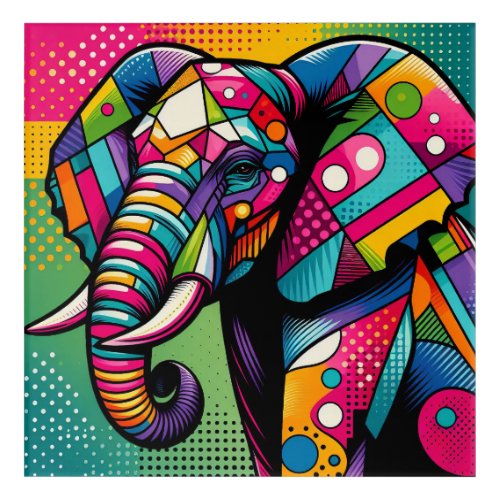 Pop Art Elephant 12 x 12 Acrylic Wall Art