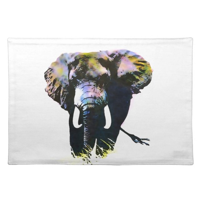 Pop Art Elephant - Animal Illustration Painting Cloth Placemat (Front)