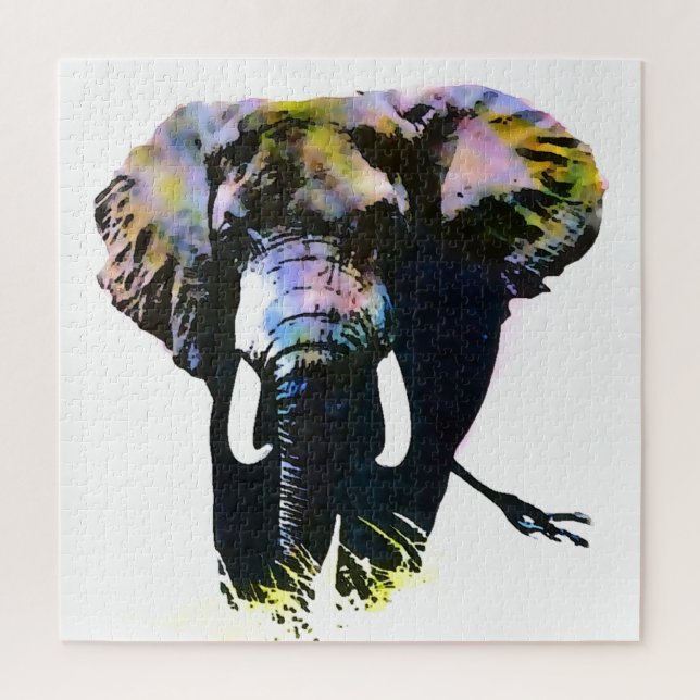 Pop Art Elephant - Animal Illustration Painting Jigsaw Puzzle (Vertical)