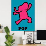Pop Art Elephant Poster – Dancing Pink on Teal<br><div class="desc">Add a burst of playful motion to your walls with this pop-art elephant. A bold hot pink silhouette outlined in black leaps against a vivid teal background. Minimalist yet dynamic, this design fits perfectly in living rooms, studios, or children’s spaces. Printed with rich color on quality stock for a gallery-ready...</div>