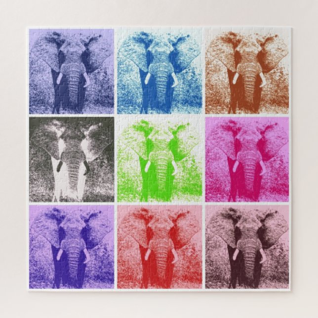 Pop Art Elephant Retro Animals Art Jigsaw Puzzle (Vertical)