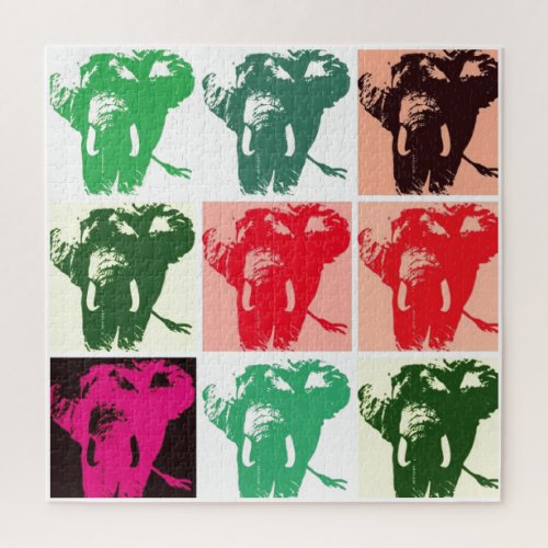 Pop Art Elephant Retro Illustration Jigsaw Puzzle