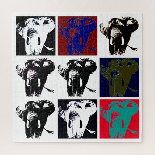 Pop Art Elephant Retro Illustration Jigsaw Puzzle