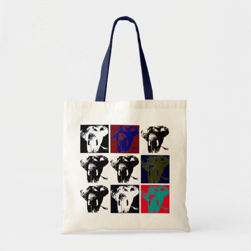 Pop Art Elephant Retro Tote Bag
