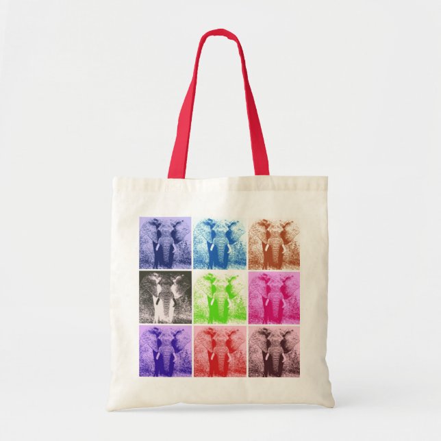 Pop Art Elephant Retro Tote Bag (Front)