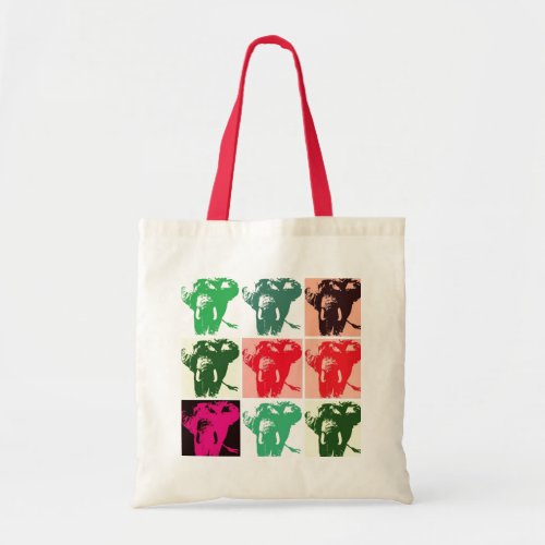 Pop Art Elephant Retro Tote Bag