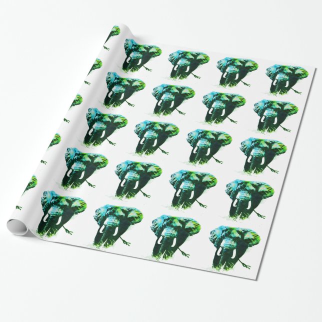 Pop Art Elephant Wrapping Paper (Unrolled)