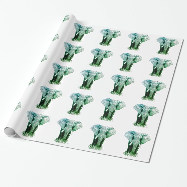 Pop Art Elephant Wrapping Paper (Unrolled)