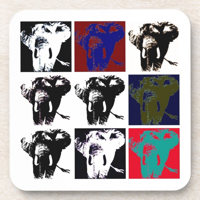 Pop Art Elephants Beverage Coaster (Front)