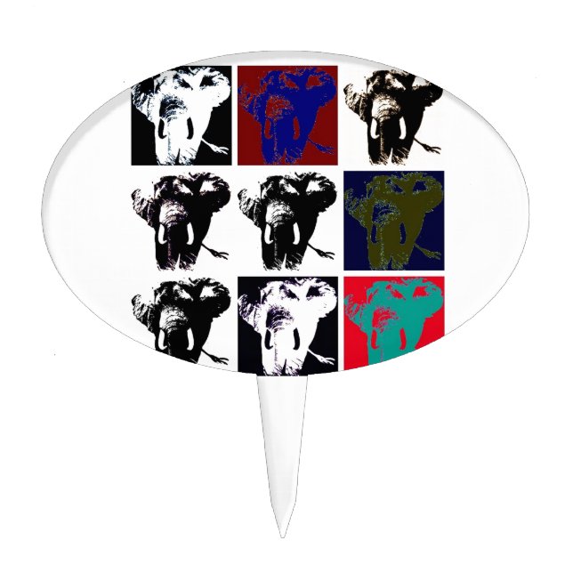 Pop Art Elephants Cake Topper (Front)