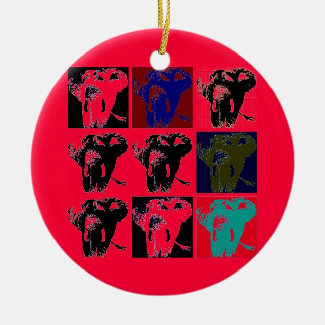 Pop Art Elephants Ceramic Ornament (Front)