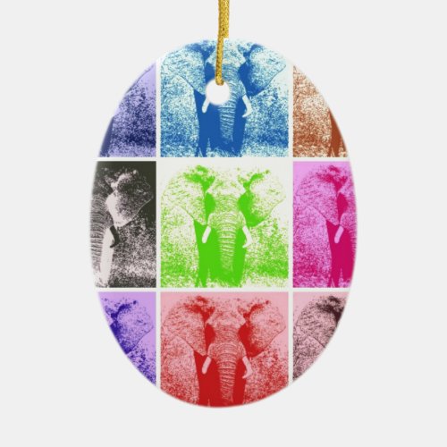 Pop Art Elephants Ceramic Ornament