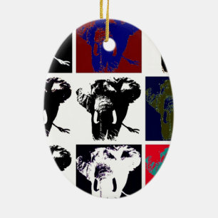 Pop Art Elephants Ceramic Ornament