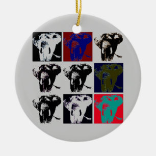 Pop Art Elephants Ceramic Ornament