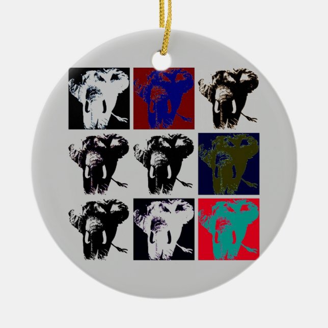 Pop Art Elephants Ceramic Ornament (Front)