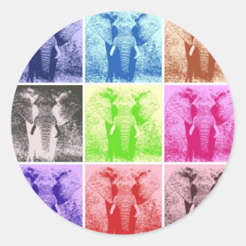 Pop Art Elephants Classic Round Sticker