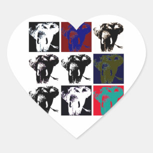 Pop Art Elephants Heart Sticker