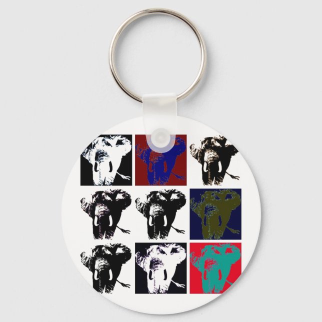 Pop Art Elephants Keychain (Front)