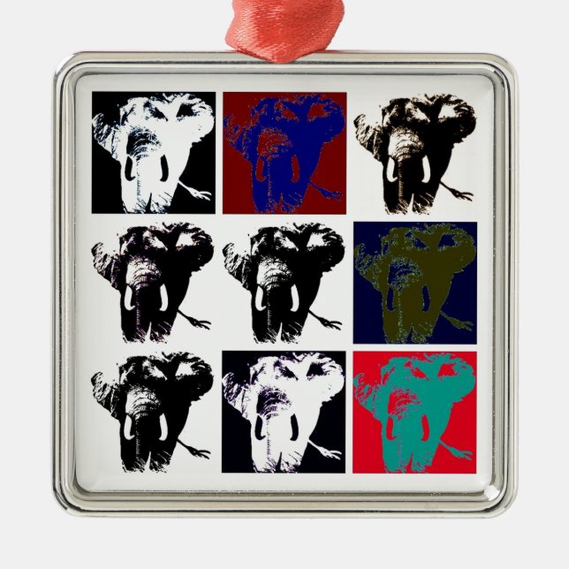 Pop Art Elephants Metal Ornament (Front)