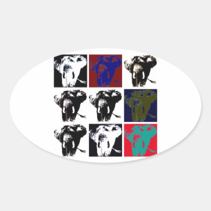 Pop Art Elephants Oval Sticker