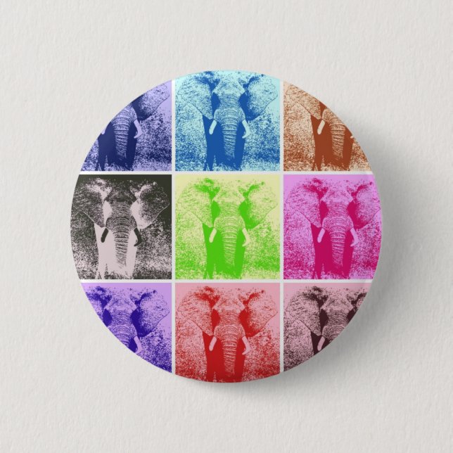 Pop Art Elephants Pinback Button (Front)