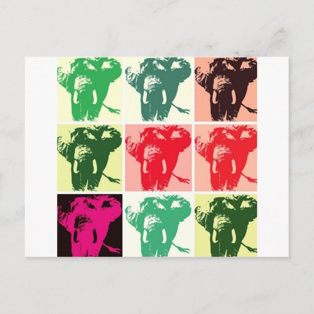 Pop Art Elephants Postcard (Front)