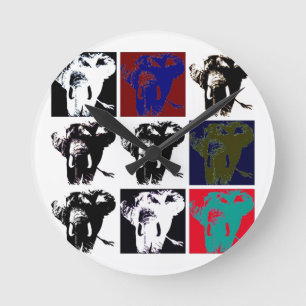 Pop Art Elephants Round Clock