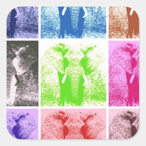 Pop Art Elephants Square Sticker
