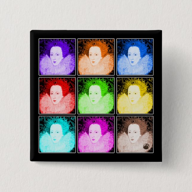 Pop Art Elizabeth I Pinback Button (Front)