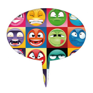 pop art emojis cake topper