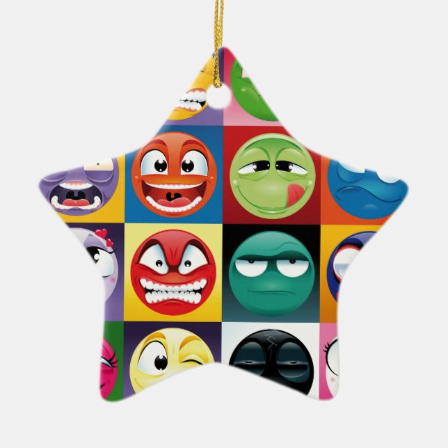 pop art emojis ceramic ornament (Front)
