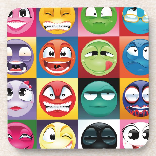 pop art emojis drink coaster (Front)